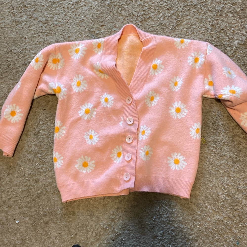 Pink floral cute cardigan